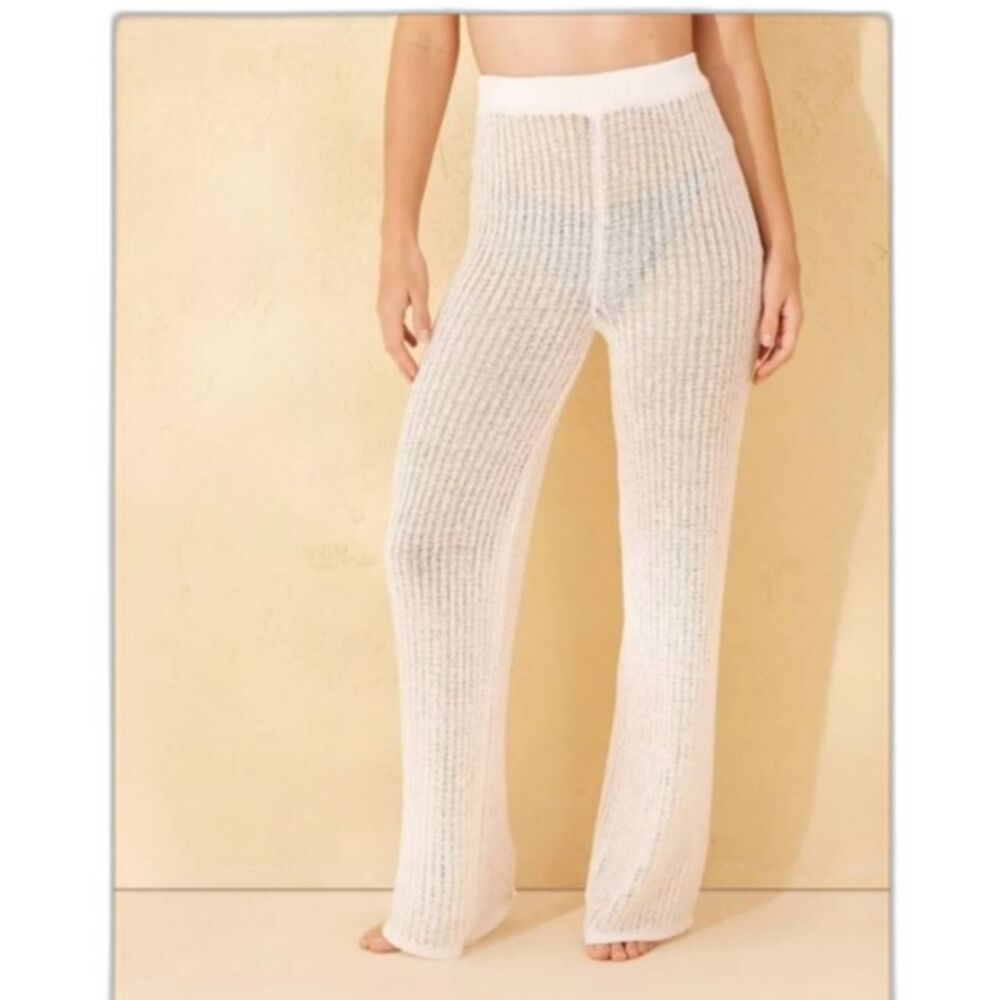 Shade & Shore Women's Off White Knit Swim Cover Up Pull on Pants Size XS(0-2